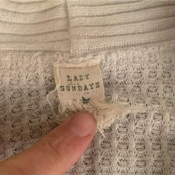 Lazy Sundays womens size L white waffle knit asymmetrical open front cardigan - Picture 7 of 11